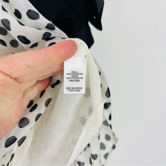 Cato black white dot bow chiffon top medium - Picture 5 of 6